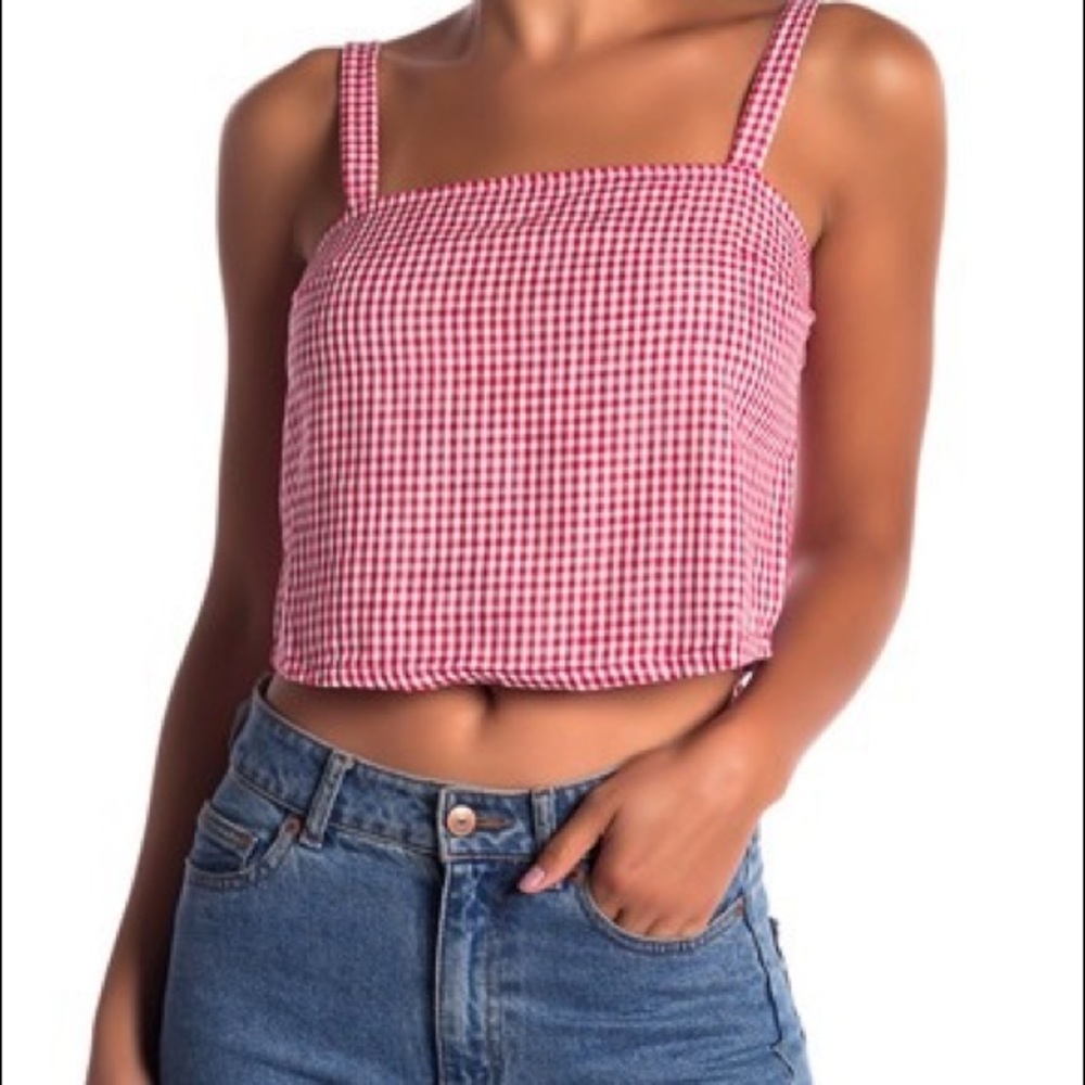 Red Gingham Crop Top - Size L